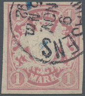 Bayern - Marken Und Briefe: 1881, 1 Mark Rotlila Auf Rötlichem Papier, Wz. "senkrechte Wellenlinien" - Sonstige & Ohne Zuordnung