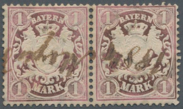 Bayern - Marken Und Briefe: 1881, 1 Mark Braunpurpur Im Waager. Paar Mit Handschriftlicher Entwertun - Autres & Non Classés