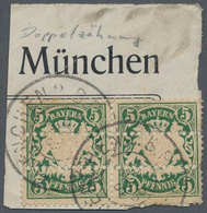 Bayern - Marken Und Briefe: 1890, 5 Pf Wappen Grün Im Waager. Paar Mit Zusätzlicher Waager. ZWEIFACH - Other & Unclassified