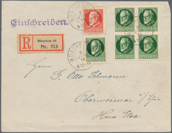 Bayern - Marken Und Briefe: 1914, Ludwig 5 Pfg. Grün, Friedensdruck, UNGEZÄHNTER 4er-Block Zus. Mit - Other & Unclassified