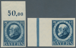 Bayern - Marken Und Briefe: 1914, 5 Mark Dunkelblau Und Hellblau Je Ungezähntes Postfrisches Randstü - Other & Unclassified