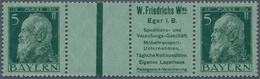 Bayern - Zusammendrucke: 1911, Reklame "W.Friedrichs Wwe, Eger" Als Seltenes Paar Mit Zwischensteg I - Autres & Non Classés