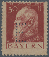 Bayern - Dienstmarken: 1912, Luitpold 50 Pfg. Dunkelbraunrot In Type I Mit "E"-Lochung, Farbfrisch U - Autres & Non Classés