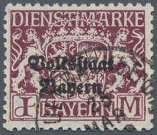Bayern - Dienstmarken: 1919, 1 M. Volksstaat Dunkellila, Sauber Gestempelt, Sauber Gestempelt, Prach - Sonstige & Ohne Zuordnung