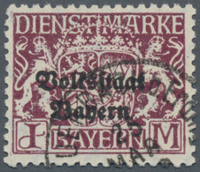 Bayern - Dienstmarken: 1919, 1 M. Volksstaat Dunkellila, Sauber Gestempelt, Sauber Gestempelt, Prach - Autres & Non Classés