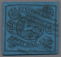 Braunschweig - Marken Und Briefe: 1853, Der Seltene, Markante Plattenfehler "obere Randlinie Links A - Brunswick