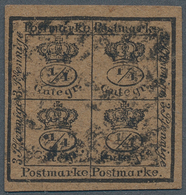 Braunschweig - Marken Und Briefe: 1857, 4/4 Ggr. Schwarz Auf Hellbaunem Papier Mit Kopfstehendem Was - Brunswick