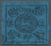 Braunschweig - Marken Und Briefe: 1864, 2 Sgr. Schwarz/dklblau, Allseits Voller Durchstich, Farbfris - Brunswick