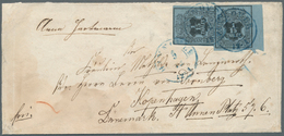 Hannover - Marken Und Briefe: 1851, Couvert Mit Zweimal 1/15 Thaler Schwarz Auf Blau Je Mit Blauem K - Hanover