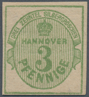 Hannover - Marken Und Briefe: 1863, 3 Pf. Dunkelolivgrün Ohne WZ, Ungebraucht Mit Originalgummi, Sig - Hanover