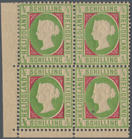 Helgoland - Marken Und Briefe: 869, QV ½ Schilling Im Eckrand-VIERERBLOCK Auf Dickem Papier Mit Gitt - Héligoland