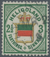 Helgoland - Marken Und Briefe: 1877, 2 1/2 F/3 Pf Dkl'grün/zinnoberrot/gelb Sauber Entwertet Mit Run - Héligoland