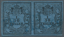 Oldenburg - Marken Und Briefe: 1852, 1/30 Th Schwarz A. Grauultramarin In Type I Im Waager. Paar Mit - Oldenbourg