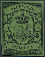 Oldenburg - Marken Und Briefe: 1859/61, Oldenburgisches Staatswappen ⅓ Gr. Schwarz Auf Grünlicholiv - Oldenbourg