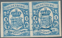 Oldenburg - Marken Und Briefe: 1861: 1 Gr. Blau, Waagerechtes Paar, In Tiefer Farbe, Voll- Bis Breit - Oldenbourg