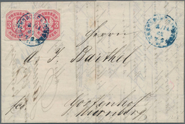 Preußen - Marken Und Briefe: 1867, 3 Kreuzer Karmin Im Waager. Paar Entwertet Mit Blauem T&T-K1 EBER - Sonstige & Ohne Zuordnung