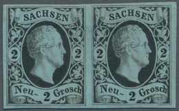 Sachsen - Marken Und Briefe: 1851, König Friedrich August II. 2 Ngr. Schwarz Auf Mattpreußischblau I - Saxe