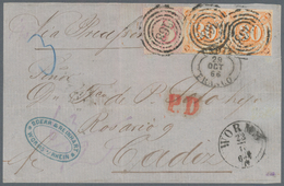 Thurn & Taxis - Marken Und Briefe: 1866, 63-Kreuzer-Frankatur Nach Spanien, Bestehend Aus 3 Kr. Karm - Autres & Non Classés