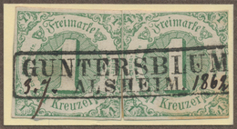 Thurn & Taxis - Postablagestempel: GUNTERSBLUM - ALSHEIM, Ra 2 Schwarz Auf 2 Exemplaren 1 Kr., Auf U - Andere & Zonder Classificatie