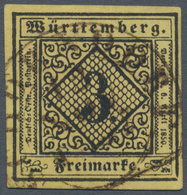 Württemberg - Marken Und Briefe: 1851, 3 Kr. Schwarz Auf Schwefelgelb, Leuchtend Farbfrisch In Typis - Autres & Non Classés