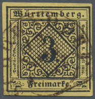 Württemberg - Marken Und Briefe: 1851, 3 Kr. Schwarz Auf Schwefelgelb, Leuchtend Farbfrisch In Typis - Other & Unclassified