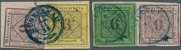 Württemberg - Marken Und Briefe: 1849, Zwei Kabinett-Briefstücke Mit Vollrandigen MiF: 3 Kr. Type IV - Autres & Non Classés