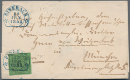 Württemberg - Marken Und Briefe: 1853, 6 Kreuzer Gelblichgrün Klar Entwertet Mit HKr BIEBERACH Auf F - Autres & Non Classés