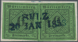 Württemberg - Marken Und Briefe: 1851, Zwei Marken Ziffern 6 Kr. Auf Gelbgrün In Type IIa Und IIb Au - Andere & Zonder Classificatie