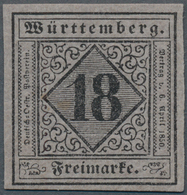 Württemberg - Marken Und Briefe: 1851, Ziffern 18 Kreuzer Auf Bläulichviolett, Type I, ABSOLUT POSTF - Other & Unclassified