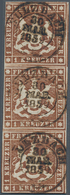 Württemberg - Marken Und Briefe: 1857 Wappen 1 Kr. Rötlichbraun Im Senkrechten Dreierstreifen Mir K2 - Autres & Non Classés
