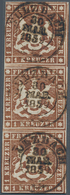 Württemberg - Marken Und Briefe: 1857 Wappen 1 Kr. Rötlichbraun Im Senkrechten Dreierstreifen Mir K2 - Sonstige & Ohne Zuordnung