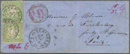 Württemberg - Marken Und Briefe: 1859, 6 Kreuzer Grün 2 Exemplare Auf Kleinem Umschlag Ab "TÜBINGEN - Autres & Non Classés