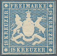 Württemberg - Marken Und Briefe: 1857, 18 Kr. Wappen Blau Mit Seidenfaden, Ungebraucht Mit Originalg - Autres & Non Classés