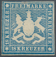 Württemberg - Marken Und Briefe: 1857, Wappen 18 Kr. Mit Seidenfaden In Seltener B-Farbe (dunkel)bla - Autres & Non Classés