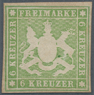 Württemberg - Marken Und Briefe: 1859, Wappen 6 Kr. Hellgrün Ohne Seidenfaden Extrem Selten In UNGEB - Sonstige & Ohne Zuordnung