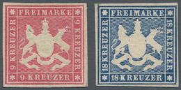 Württemberg - Marken Und Briefe: 1859, 9 Kr. Rosakarmin Und 18 Kr. Blau, Zwei Amtliche Neudrucke Vom - Sonstige & Ohne Zuordnung