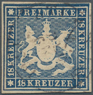 Württemberg - Marken Und Briefe: 1859, Wappen 18 Kr. Dunkelblau Ohne Seidenfaden Mit K2 "STUTTGART 4 - Other & Unclassified