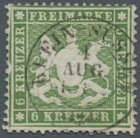 Württemberg - Marken Und Briefe: 1861, Wappen 6 Kr. Grün Auf Eng Gezähntem Dünnen Papier Mit Platten - Sonstige & Ohne Zuordnung