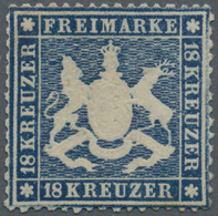 Württemberg - Marken Und Briefe: 1861, Wappenausgabe 18 Kr. Dunkelblau, Dünnes Papier, Ungebraucht M - Sonstige & Ohne Zuordnung