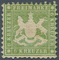 Württemberg - Marken Und Briefe: 1863, Wappen 6 Kr. Gelbgrün Weit Gezähnt, Ungebraucht Mit Originalg - Sonstige & Ohne Zuordnung