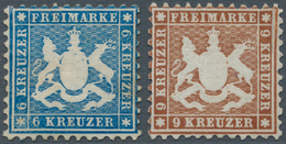 Württemberg - Marken Und Briefe: 1863, Wappen Weit Gezähnt 6 Kr. Blau Und 9 Kr. Rötlichbraun, Beide - Sonstige & Ohne Zuordnung