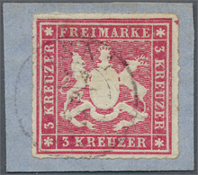 Württemberg - Marken Und Briefe: 1865, Wappen 3 Kr. Durchstochen In Der Seltenen Farbe Lilarot, Auf - Sonstige & Ohne Zuordnung