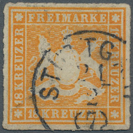 Württemberg - Marken Und Briefe: 1865, Wappen 18 Kr. Orangegelb Mit Allseits Gutem Durchstich Und K1 - Sonstige & Ohne Zuordnung