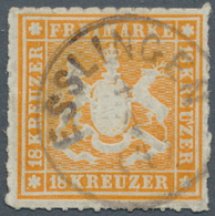 Württemberg - Marken Und Briefe: 1865, Wappen 18 Kreuzer Durchstochen, Orangegelb Mit Plattenfehler: - Sonstige & Ohne Zuordnung