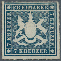 Württemberg - Marken Und Briefe: 1868, Wappen 7 Kr. Schieferblau, Durchstochen, Ungebraucht Ohne Gum - Autres & Non Classés
