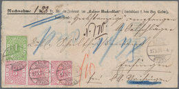 Württemberg - Marken Und Briefe: 1874, 1 Kr Grün Und 3x 3 Kr Rosa Entwertet Mit DBS "CALW STADT" Auf - Autres & Non Classés