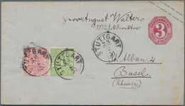 Württemberg - Marken Und Briefe: 1869/1873, 1 Kr Grün MiF Mit 3 Kr Karmin Je Auf Zwei 3 Kr Ganzsache - Autres & Non Classés