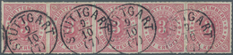 Württemberg - Marken Und Briefe: 1869, 3 Kr. Rosa Im Waagerechten Fünferstreifen, Entwertet Mit Eink - Autres & Non Classés