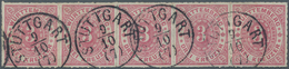 Württemberg - Marken Und Briefe: 1869, 3 Kr. Rosa Im Waagerechten Fünferstreifen, Entwertet Mit Eink - Sonstige & Ohne Zuordnung