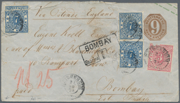 Württemberg - Marken Und Briefe: 1869 Ovalausgabe 3x7 Kr. Blau+3 Kr. Rosa Auf GA-Umschlag 9 Kr. Von - Autres & Non Classés